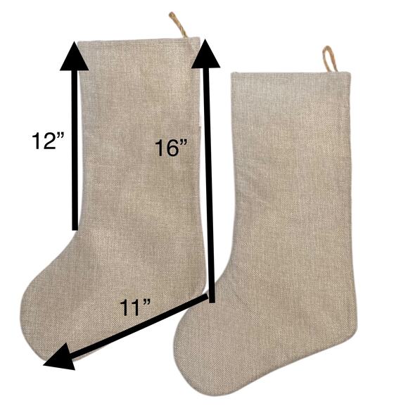 Christmas Holiday Burlap Stockings set of 2 - Picture 2 of 2